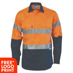 Two Tone Closed Front Cotton Shirt with 3M R/Tape