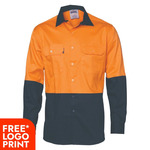 Mens HiVis Two Tone Cotton Drill Vented Shirt